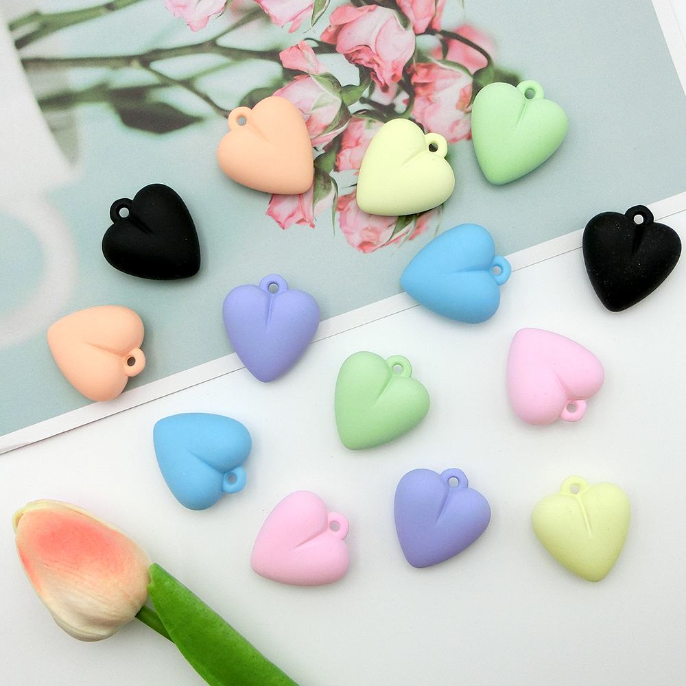 14Pcs Arcylic Heart Pendants 7 Color Large Puffy Heart Charms 34??31??16mm Colorful Love Hanging Ornament for Jewelry Making